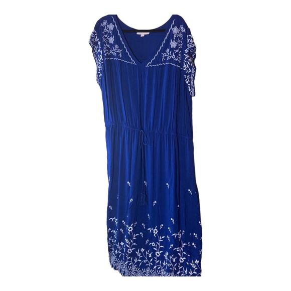 Women Within Blue Dress with White Embroidery Size 26 - Picture 1 of 11